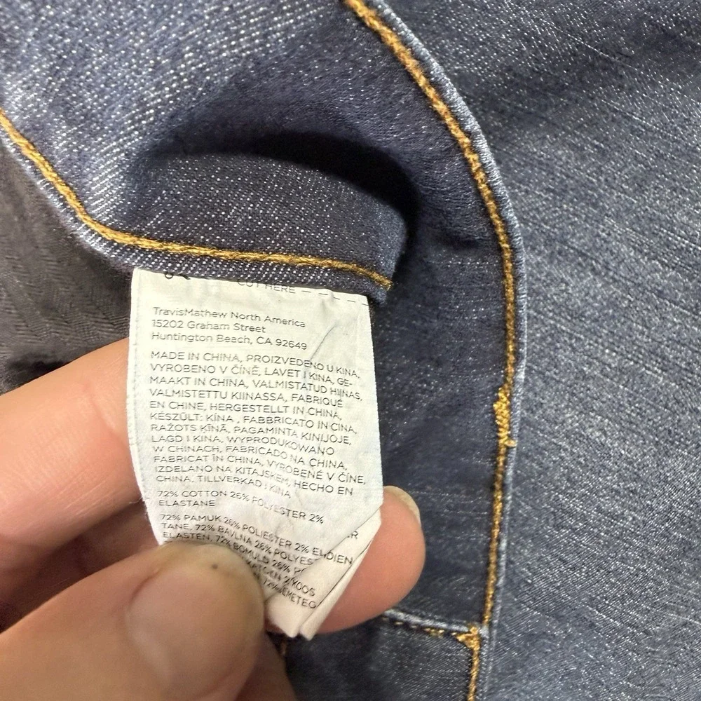Travis Mathew‎ Jeans Mens 36x28 Blue 5 Stretch Denim Legacy Lightweight